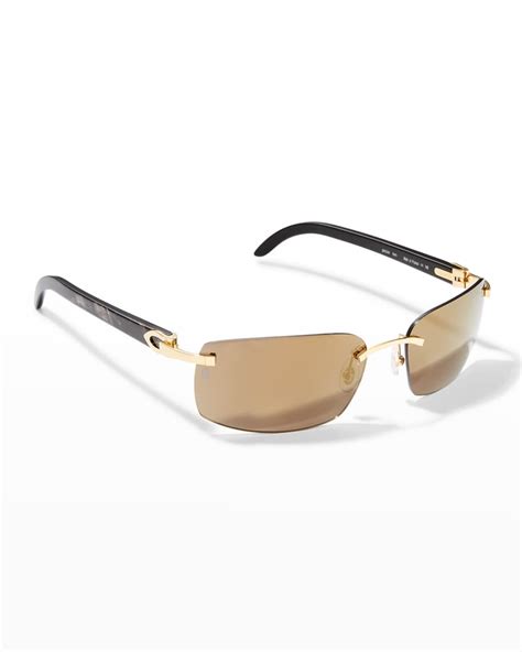 rimless rectangle sunglasses cartier|cartier rectangular rimless sunglasses.